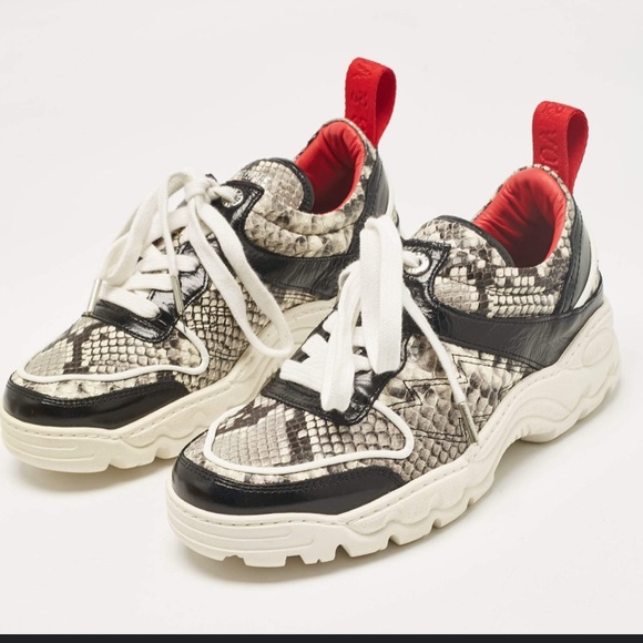 Zadig Voltaire Blaze Wild Snake Embossed Platform Sneakers Size 39 US 8 - Picture 2 of 12